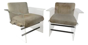 1960s Pair of Mid-Century Modern Lucite Pace Style Lounge Chairs - 2 Pieces