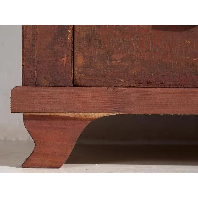 Maroon Vintage Chest of Drawers in Maroon Red, 1920 For Sale - Image 8 of 12
