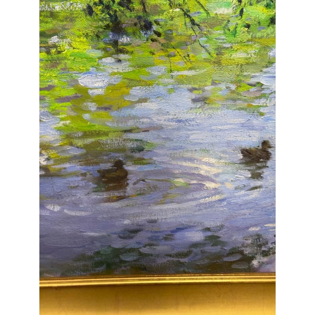 Design Plus Gallery presents an Original and Framed Oil Painting, "Ducks by Willow Pond", by Gary David Hoffman. The...