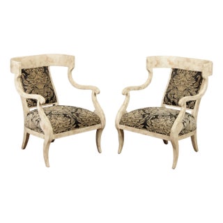 Regency Style Pair Of Painted Fauteuil Armchairs For Sale