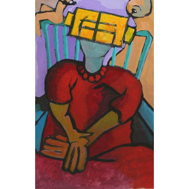 Abstract Contemporary Large-Scale Cubist Figurative Interior Scene by Michael William Eggleston For Sale - Image 3 of 3