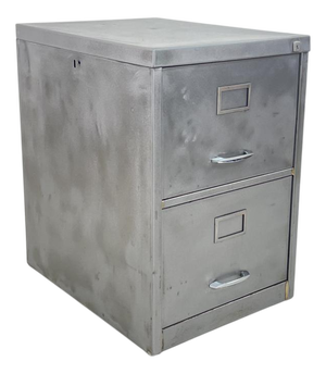 Two-Drawer Filing Cabinet in Polished Steel