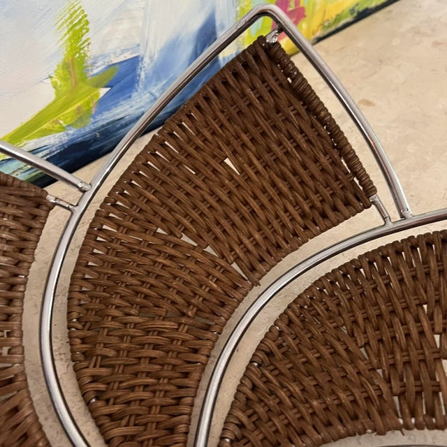 1990s Vintage Wicker and Metal Decorative Bowl For Sale - Image 5 of 9