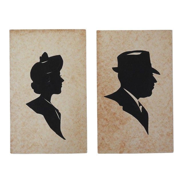 Vintage Silhouette Cutouts Portraits - a Pair For Sale