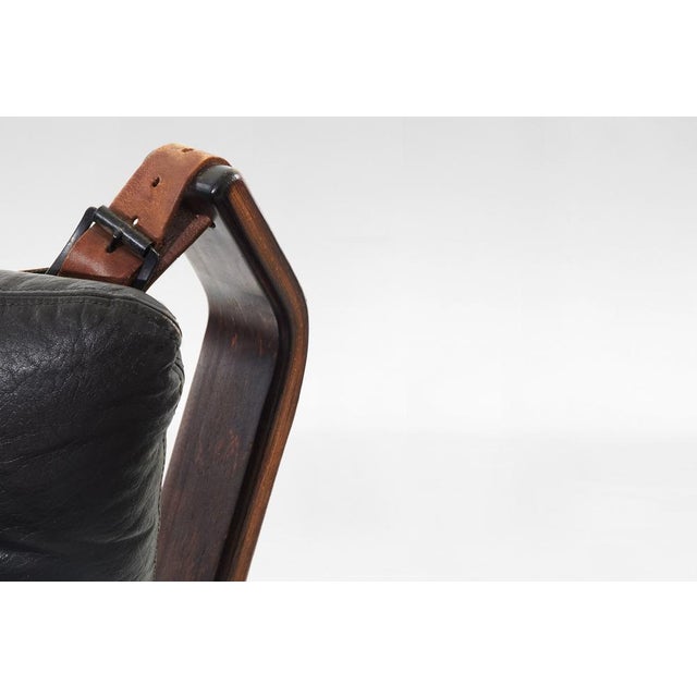 1970s Vintage High Back Superstar Chair in Black Leather by Sigurd Ressell for Trygg Møbler, 1970s For Sale - Image 5 of 7