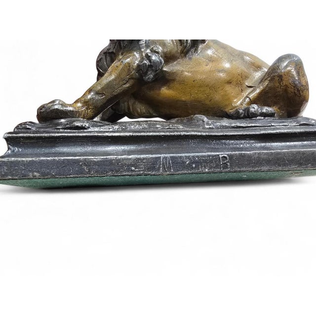 Metal Viennese Cold-Painted Bronze Lion by MR, 19th Century For Sale - Image 7 of 12