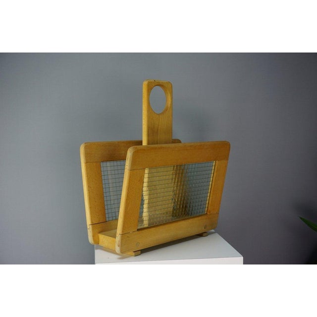 Vintage Oak and Glass Magazine Rack, 1960s For Sale - Image 4 of 10