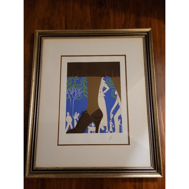 1974 "Brown Boot" Art Deco Serigraph Pencil Signed and Numbered 184/260 by Erte, Framed For Sale In New York - Image 6 of 6