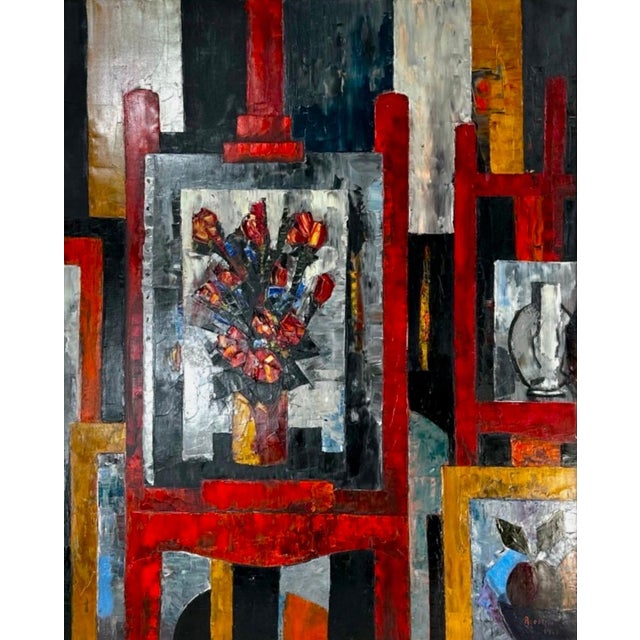 Tony Agostini, Large Modernist Colorful Atelier French Expressionist Oil Painting Tony Agostini, 1958 For Sale - Image 14 of 18