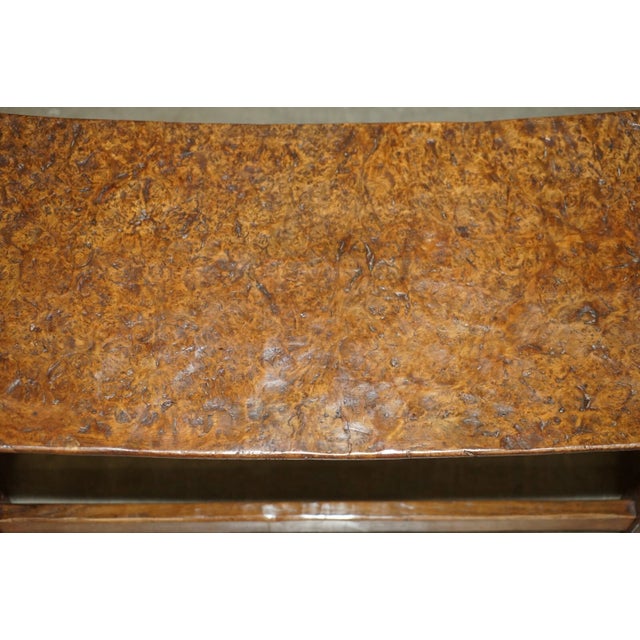 Important 1930s Antique Burr Oak Robert Mouseman Thompson Curved Stool Bench For Sale - Image 14 of 18
