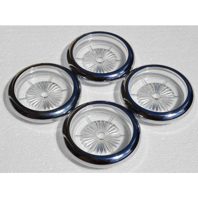 1980s Leonard Style Italy Silverplate & Crystal Wine Glass Coasters- Set of 4 For Sale - Image 9 of 12