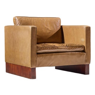 Mies Van Der Rohe for Knoll Mid Century Walnut and Leather Lounge Chair For Sale