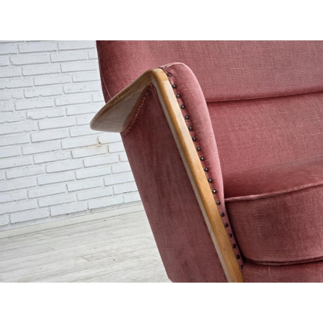 Pink Swedish 2-Seater Sofa in Pink Velour and Beech, 1970s For Sale - Image 8 of 18