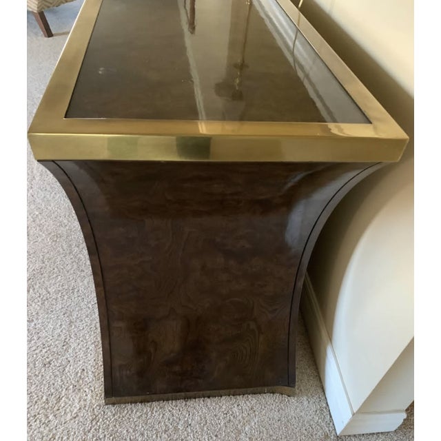Brass Mid-Century Modern Burledwood Credenza by MasterKraft For Sale - Image 8 of 9
