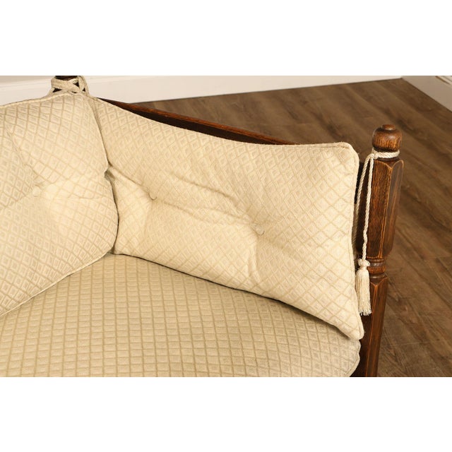 Wood French Country Style Carved Oak Frame Three Seat Sofa For Sale - Image 7 of 18