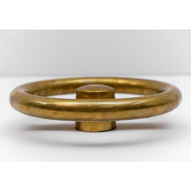 1950s Mid-Century Modern Round Brass Safe Handle, Germany, 1950s For Sale - Image 5 of 11