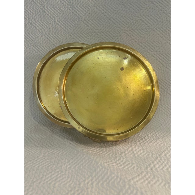 Brass Vintage Cast Brass Grapevine Wine Bottle Coasters- A Pair For Sale - Image 8 of 9