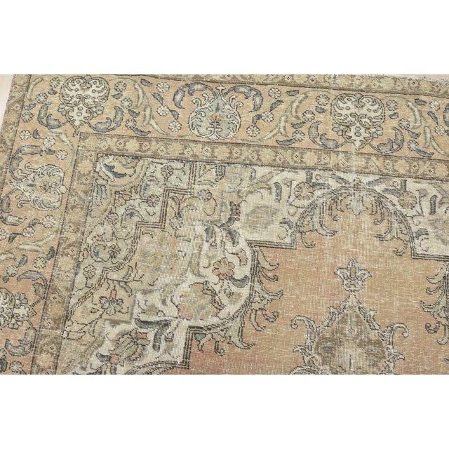Textile Tabriz Rug 7’9” X 10’8” Pink Wool Vintage Distressed Hand-Knotted Carpet For Sale - Image 7 of 15