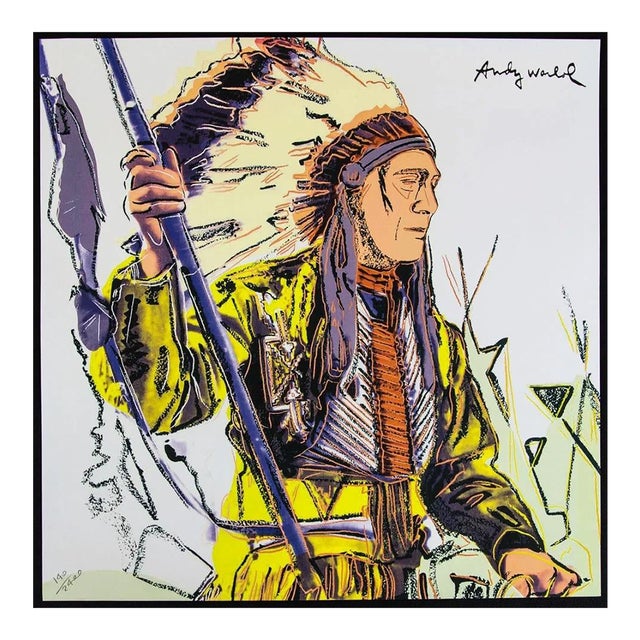 1986 Carnegie Museum of Art After Andy Warhol "War Bonnet Indian" Lithograph For Sale