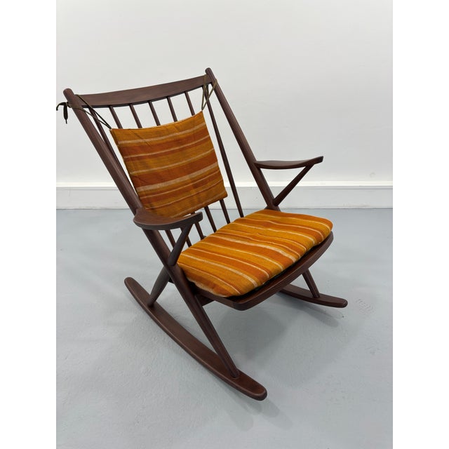 Brown Rocking Chair by Frank Reenskaug for Bramin, 1960s For Sale - Image 8 of 14