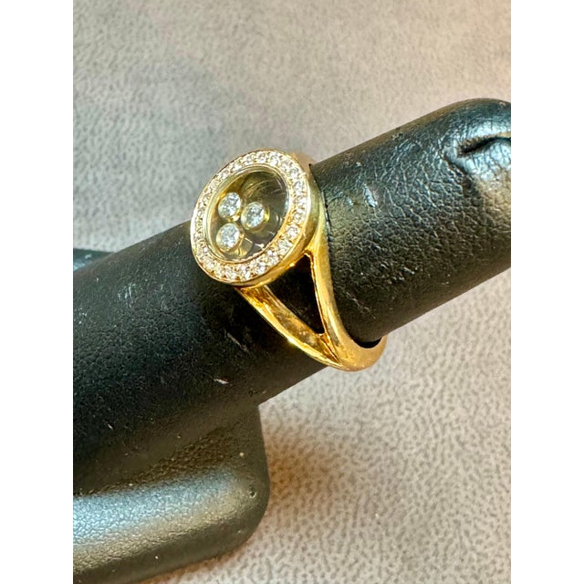 Op Art Chopard Happy Diamond 3P Moving Diamond 18k YG Yellow Gold Ring Size 5.75 US For Sale - Image 3 of 18