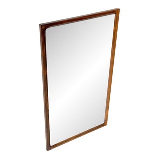 Danish Mid Century Modern Solid Rosewood Frame Rectangle Wall Mirror For Sale