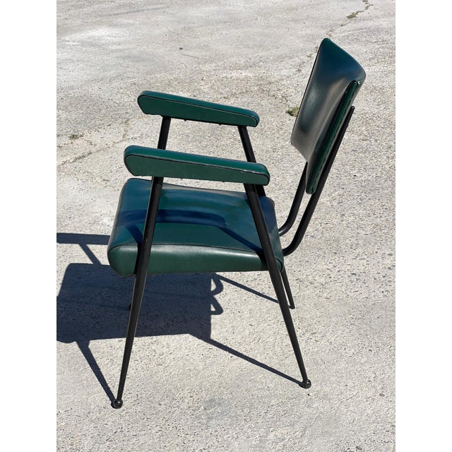 1950s Green Leatherette Armchair attributed to Colette Gueden, 1950s For Sale - Image 5 of 6