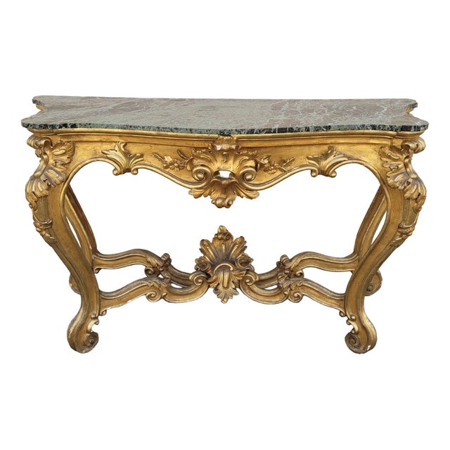 Louis XV Style Gilded Wood Console, 19th Century For Sale