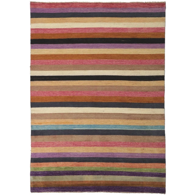 2010s Vintage Striped Area Rug - 06'02 X 08'08 For Sale In Dallas - Image 6 of 6