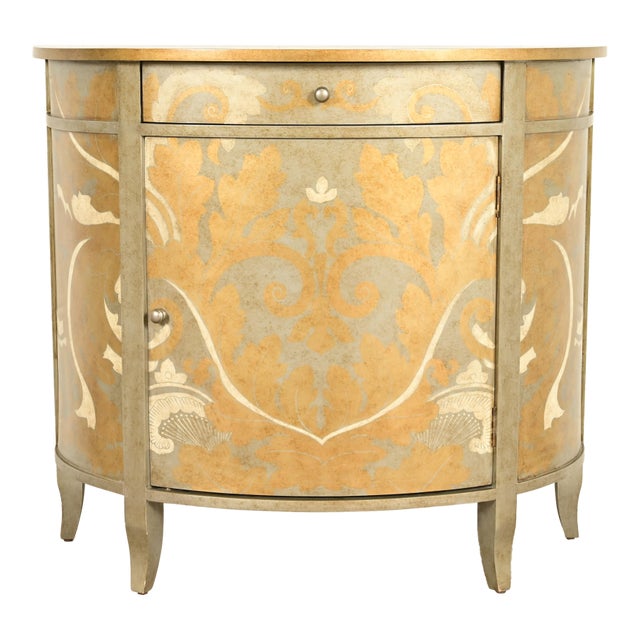 Italian Neoclassical Paint Decorated Demilune Cabinet For Sale