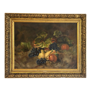 Early 20th Cen. Continental Still Life With Grapes and Fruit