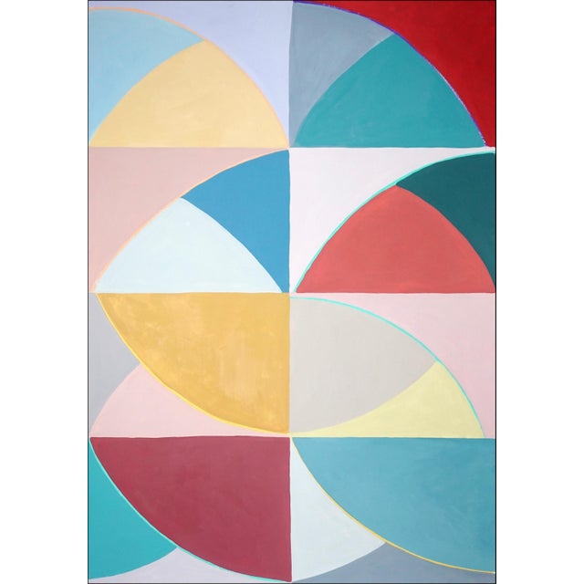 Art Deco 2026, Color Field Painting Diptych, Deco Flora Matrix, Original Painting on Paper in Pastel Tones, Geometric Tiles Shapes by Natalia Roman For Sale - Image 3 of 10