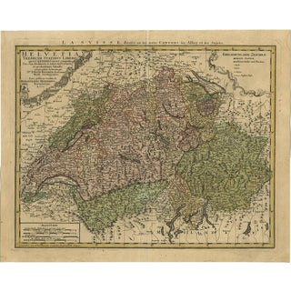 Antique Map of Switzerland by J.B. Homann, 1751 For Sale
