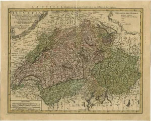 Antique Map of Switzerland by J.B. Homann, 1751
