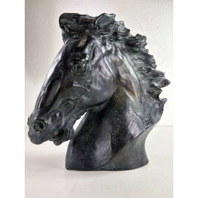 Mid-Century Vintage Equestrian Plaster Horse Bust For Sale In Philadelphia - Image 6 of 10