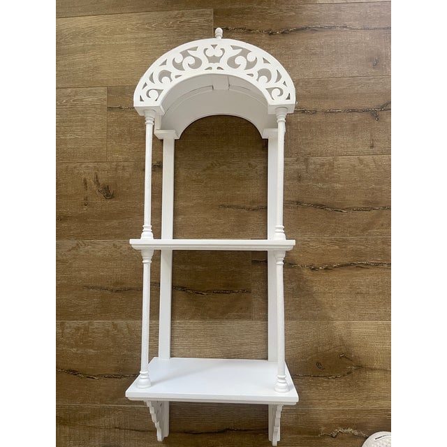 1960s White Tall Curio Wall Shelf For Sale - Image 4 of 5