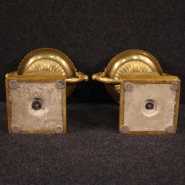 Gilded Bronze and Yellow Marble Centerpieces, 1930, Set of 2 For Sale - Image 6 of 13