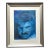 Vintage Signed Blue Expressionist Male Portrait Oil Painting For Sale