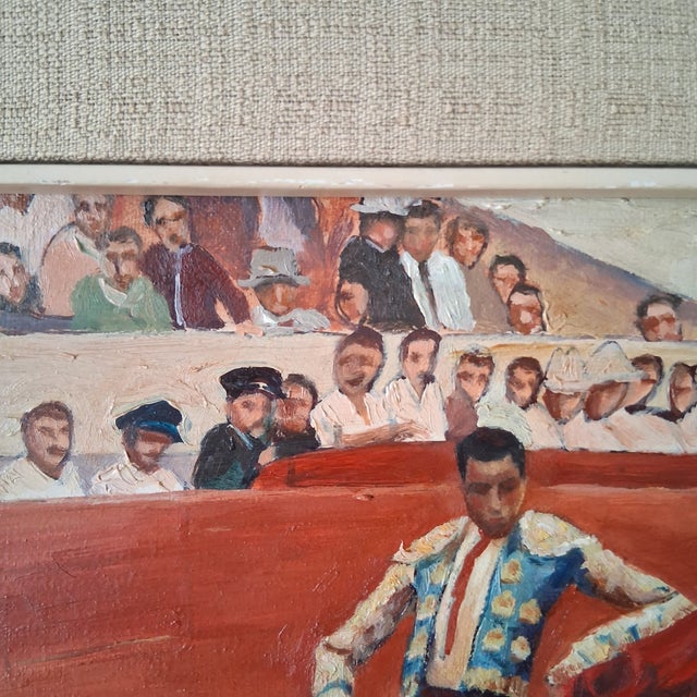 Mid-Century Oil on Canvas - The Bullfight - 1963 For Sale - Image 4 of 8