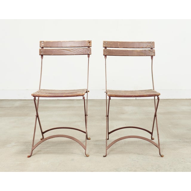 Set of Ten French Folding Iron Bistro Dining Chairs For Sale - Image 4 of 18