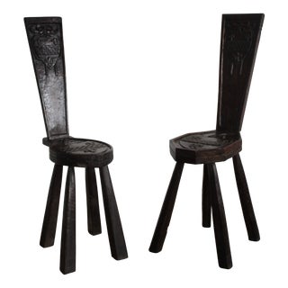 Spinning Stools in Oak, Set of 2 For Sale