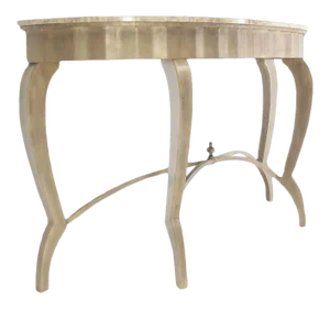 20th Century Art Deco Silver Leaf and Marble-Top Demi-Lune Console Table
