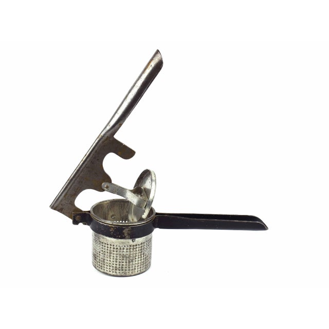 Mid-Century Modern Mid 20th Century Metal Potato Ricer Fruit Masher Press Kitchen Tool Accessory For Sale - Image 3 of 10