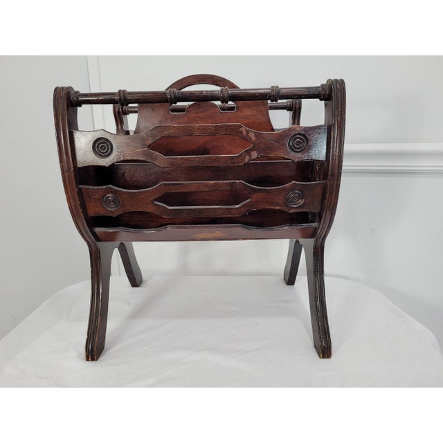 Wood Vintage Canterbury Cherry Wood Magazine Rack For Sale - Image 7 of 11