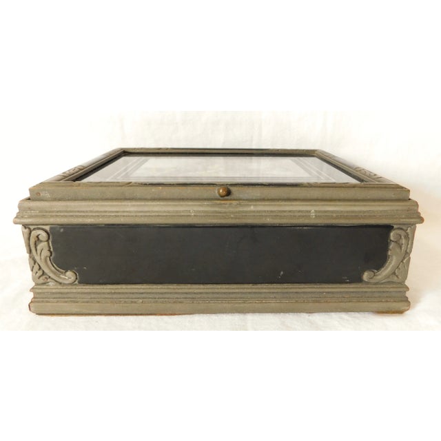 Early 20th Century Antique Early 1900s Victorian Family Picnic Portrait Mirrored Jewelry Dresser Trinket Box For Sale - Image 5 of 13