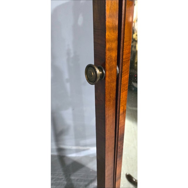 Vintage Burr Walnut Cheval Mirror, 1920 For Sale - Image 4 of 9