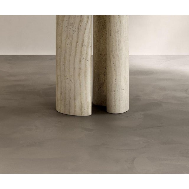 Contemporary Roman Dining Table III in Bianco Alabastrino Travertine by Paloma Editions For Sale - Image 3 of 7