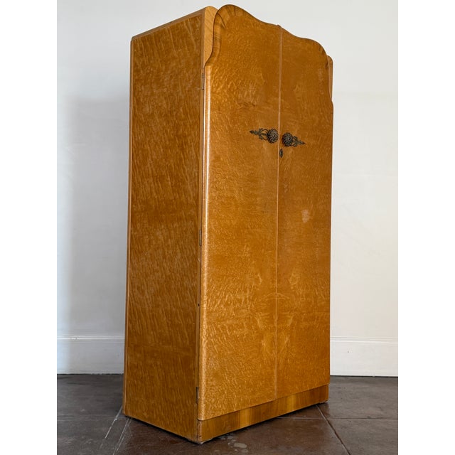 Vintage Art Deco 1940's Burl-Wood Armoire For Sale - Image 17 of 18