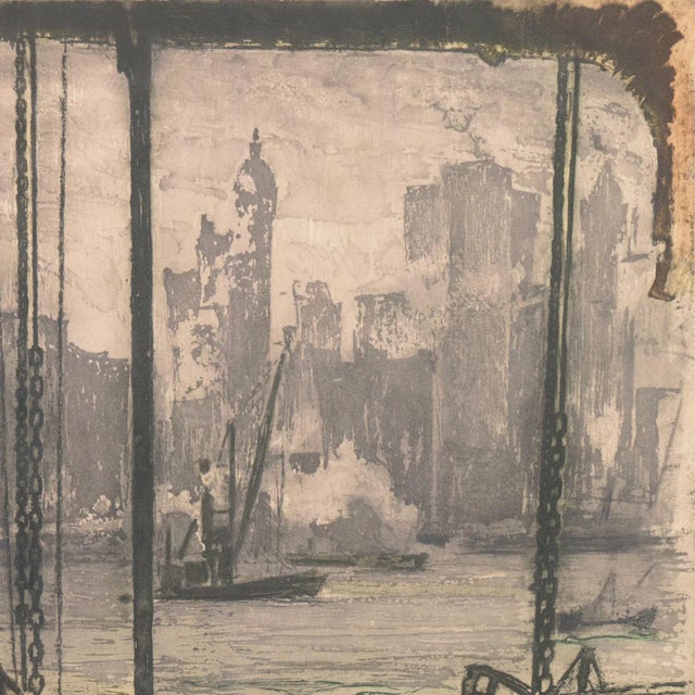 Paper 'New York, Harbor Ferry' by Max Pollak, Vienna, Chicago and California Society of Etchers For Sale - Image 7 of 12