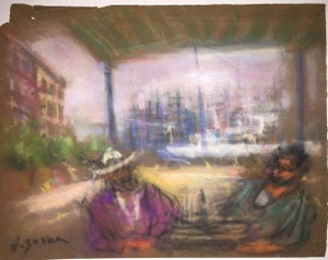 Jacques (Jakub) Zucker, Mexican Siesta Pastel Drawing Ecole D'Paris, WPA, Bezalel Artist, c.1930s